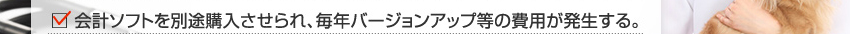 会計ソフトを別途購入させられ、毎年バージョンアップ等の費用が発生する。